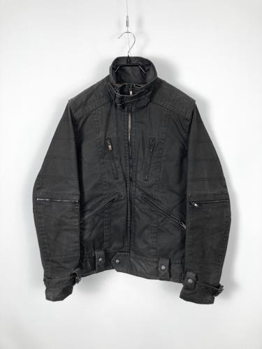 punk coating denim zip-up jacket