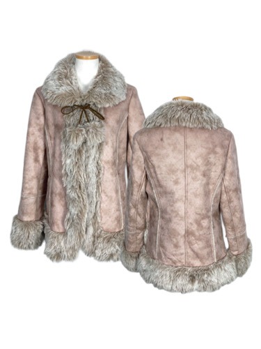 L&#039;est Rose vintage pink pompom fur jacet