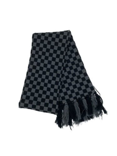 dark checker board knit muffler