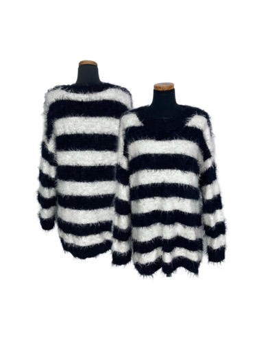 hairy stripe loose sweater