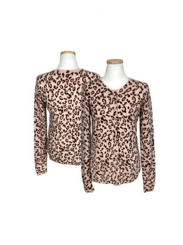 pink leopard knit cardigan