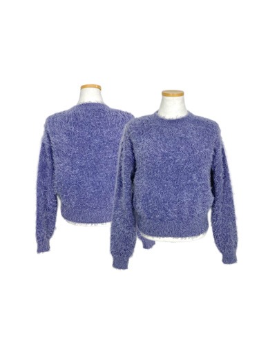 deep purple hairy crop knit