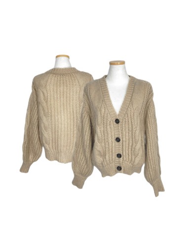 beige cable loose knit cardigan