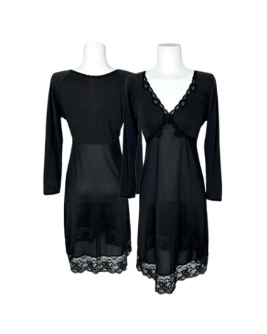 black lace sliky dress