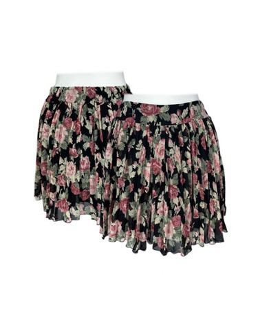 rose pattern pleats skirt