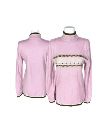 pink pattern turtle neck knit