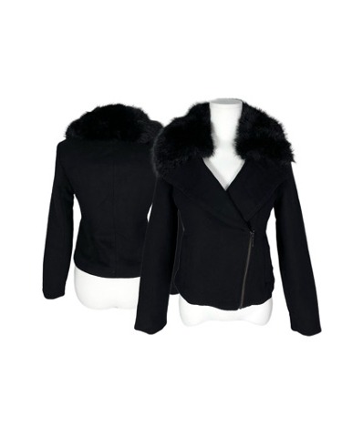 black fur wool crop jacket