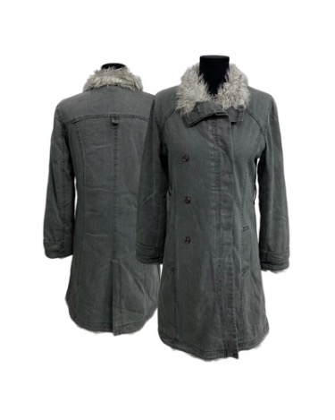 grey denim fur linning coat