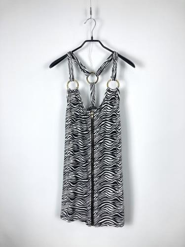 zebra pattern zip-up dress