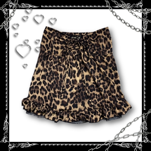 leopard shirring lace top