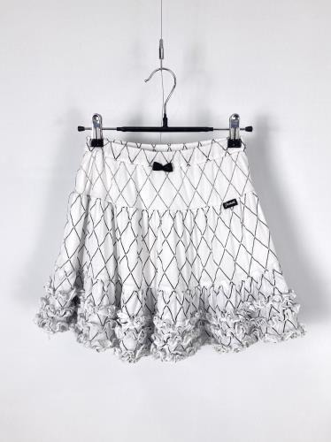 cubic check pattern ribbon skirt