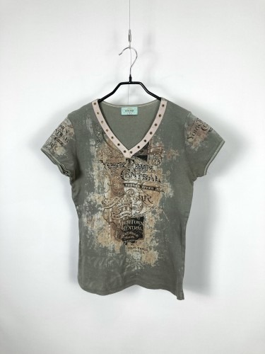 western printing v-neck t-shirt