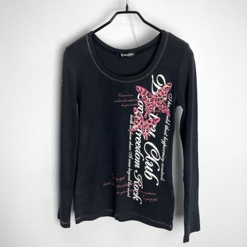 butterfly embroidery lettering t-shirt