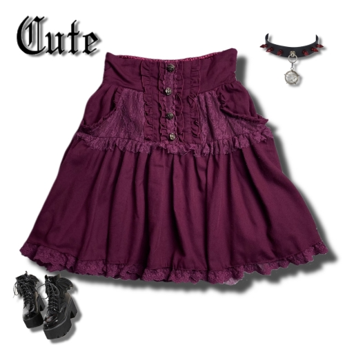 gothic lace red skirt