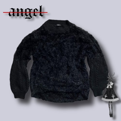 cable sleeve fur sweater