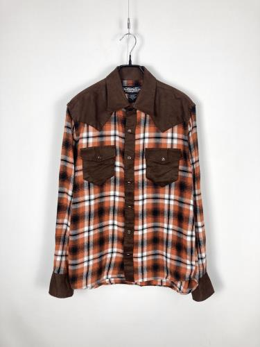 suede detail western check shirt
