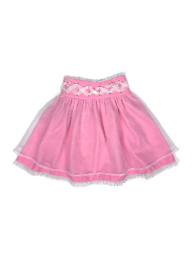 hot pink lace-up ribbon skirt