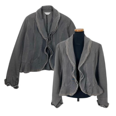 wire lapel grey denim jacket