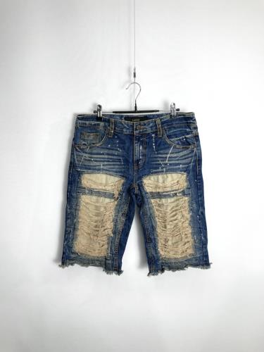 grunge distressed painting denim shorts