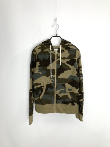 military camouflage hood zip-up