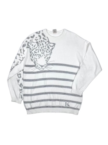 silver leopard stripe knit