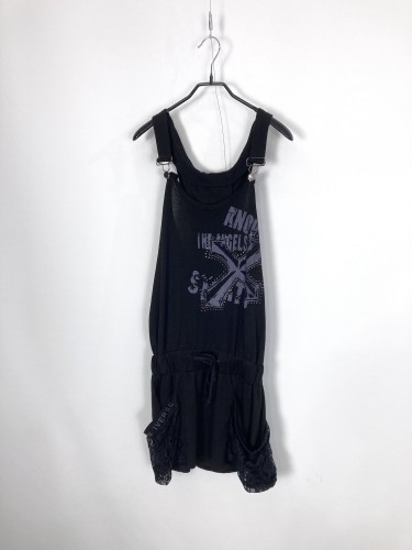 punk printing sleeveless hood dress