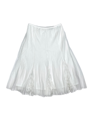 white slit lace linen skirt