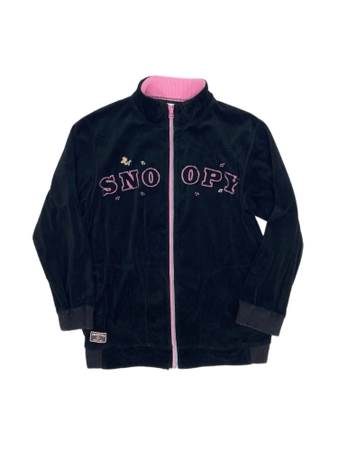 snoopy pink logo velvet zip-up