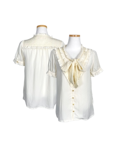 LIZ LISA ivory frill ribbon blouse