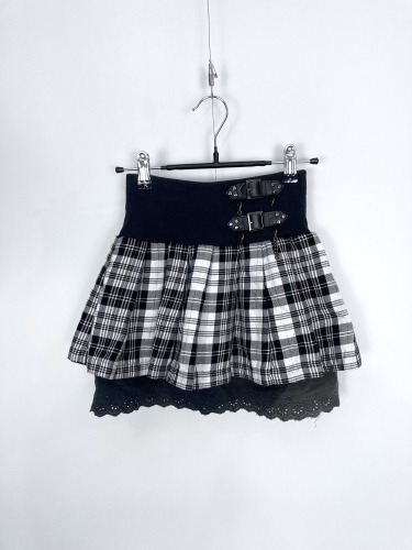 punk strap check skirt