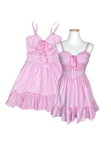 TRALALA pink corset check dress