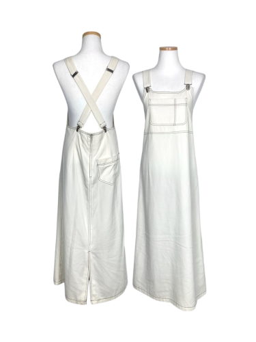 white stitch suspender overall dress