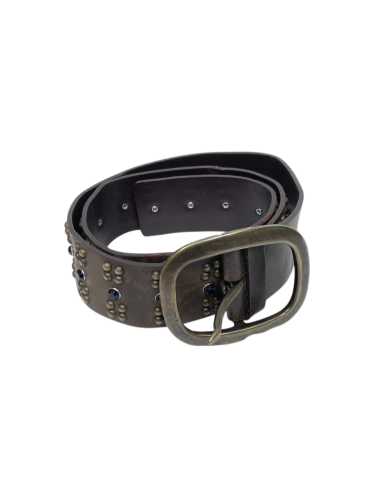 western gem stud leather belt