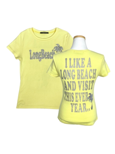 yellow hawaiian glitter lettering t-shirt
