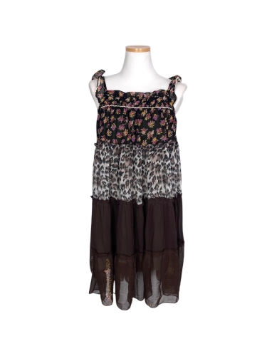 brown patterned tired dres