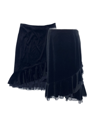 black ruffle velvet skirt