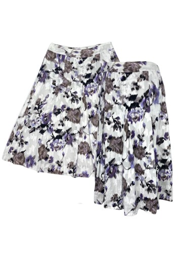 violet flower box pleats skirt