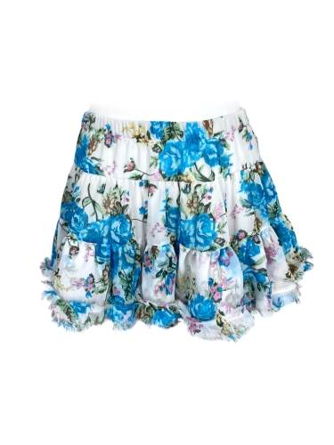 blue flower tired skirt