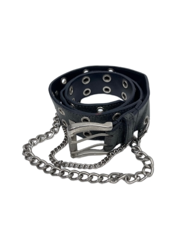 punk stud chain leather belt