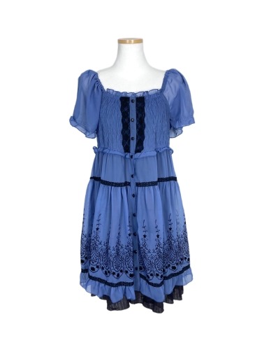 blue embroidery antique dress