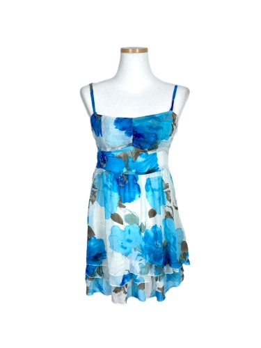 blue flower sleeveless dress