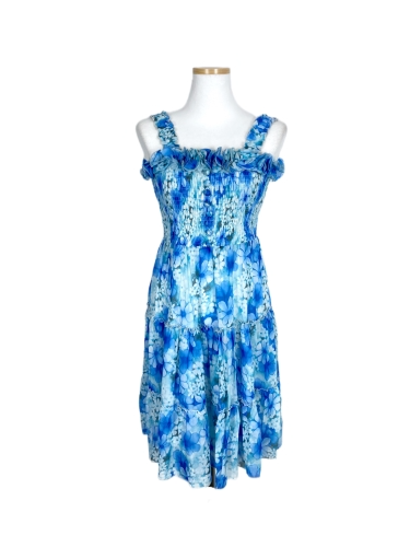 blue flower tired dress