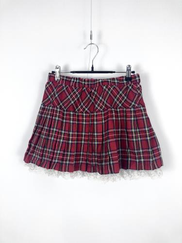red check lace skirt