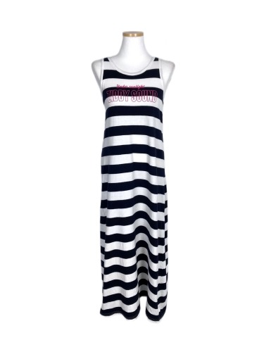 stripe logo sleeveless long dress