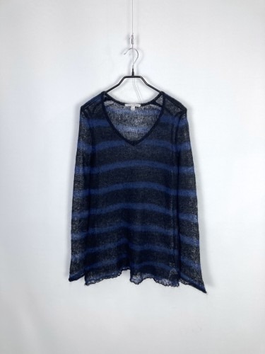 blue mohair see-through knit