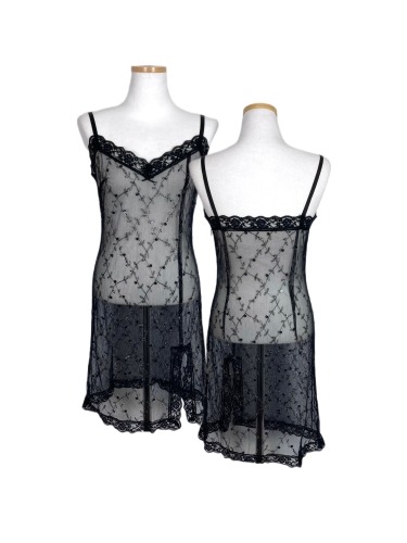 see-through lace spangle dress