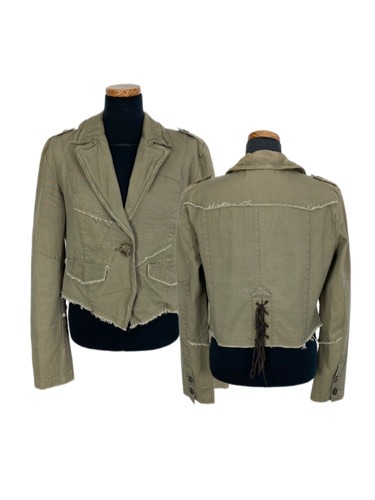 khaki lace-up crop jacket