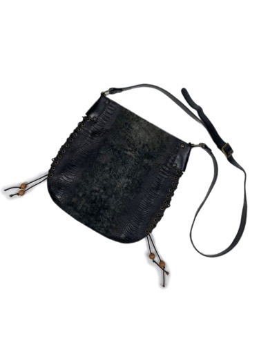 grunge texture lace-up leather cross bag