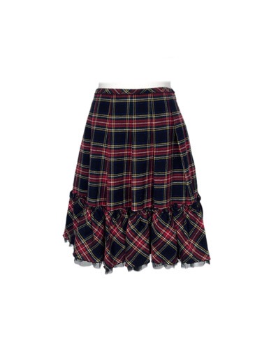 red check frill lace skirt