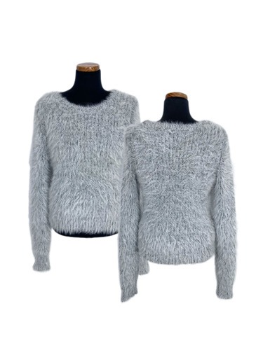 snow hairy grey crop sweater